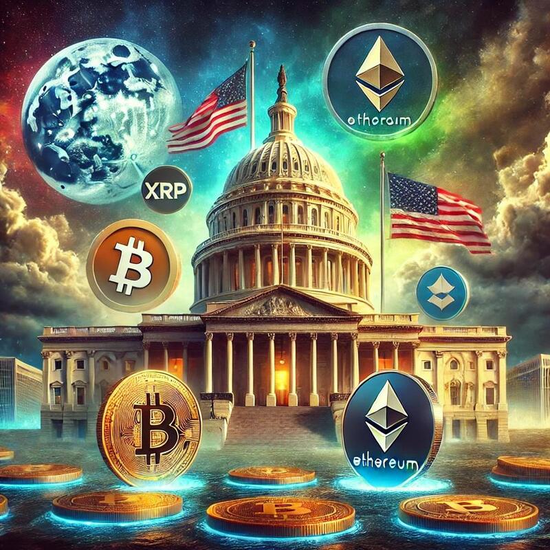 美 암호화폐 준비금, 현실 가능성은? BTC·ETH·XRP·SOL·ADA 앞에 놓인 장애물/챗gpt 생성 이미지