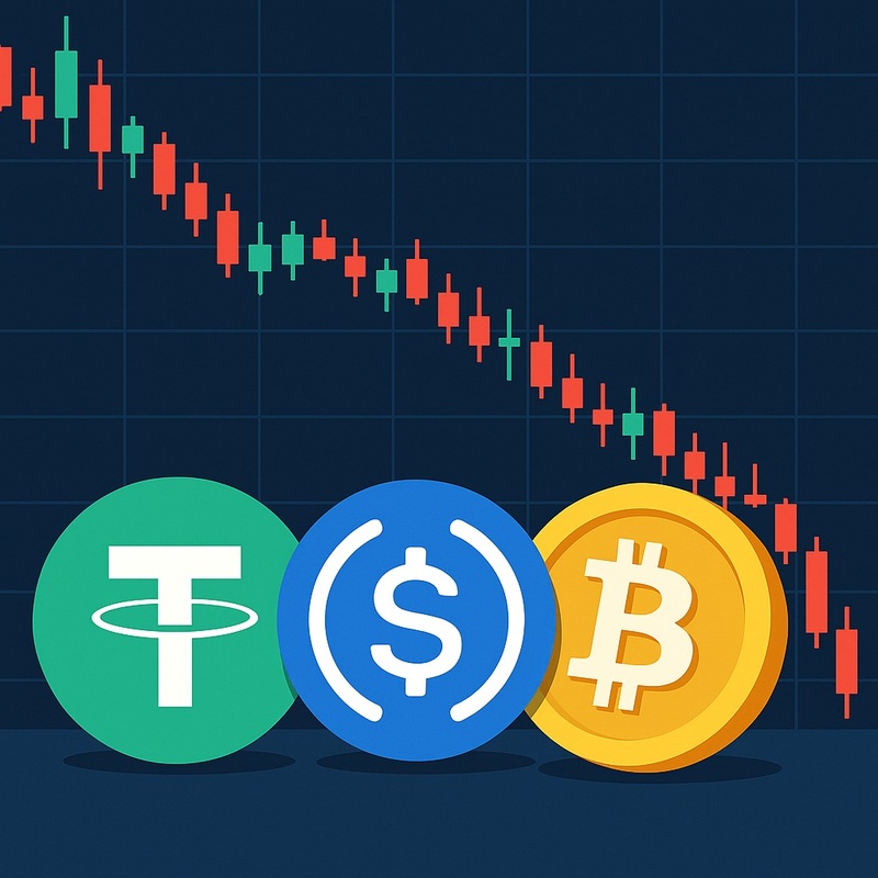 테더(USDT), USD코인(USDC), 비트코인(BTC)/챗gpt 생성 이미지