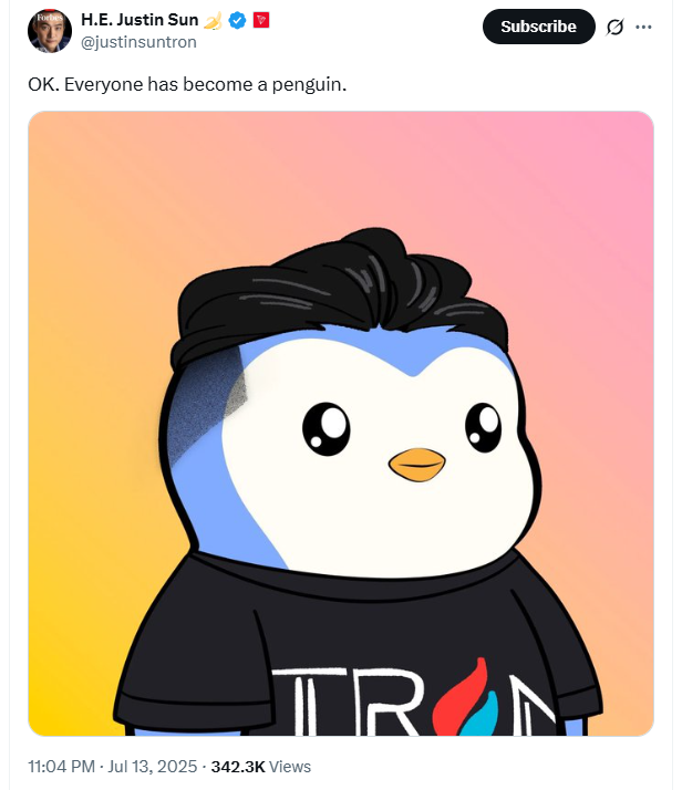 저스틴 선 펭구 트윗
